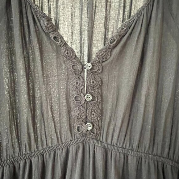 Black Boho Peasant Dress with crochet detailing - Picture 4 of 14